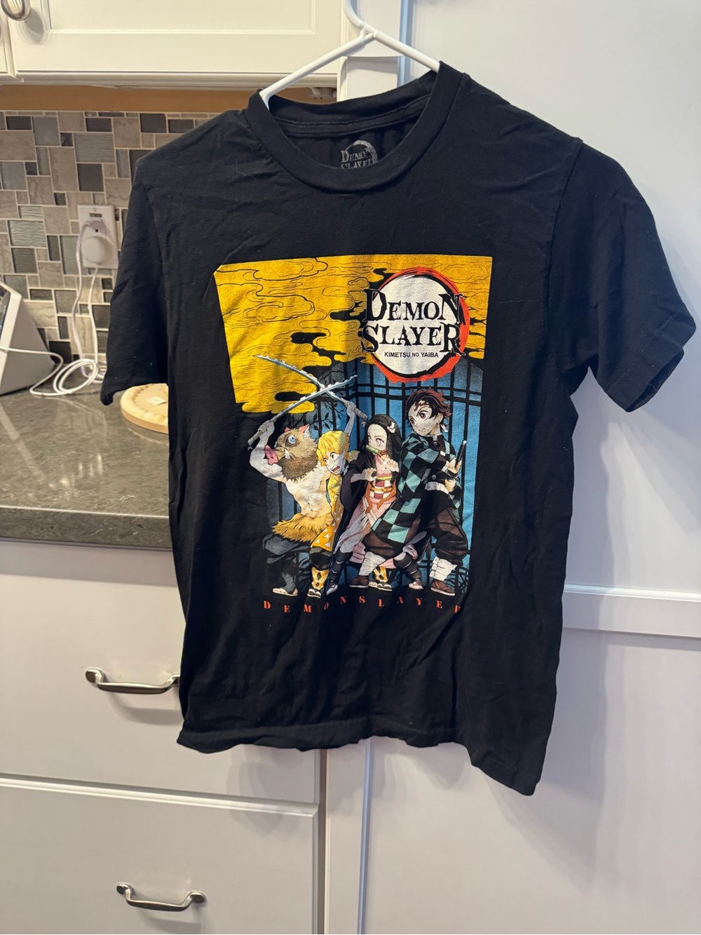 Black Demon Slayer Graphic Tee - Anime Character Print